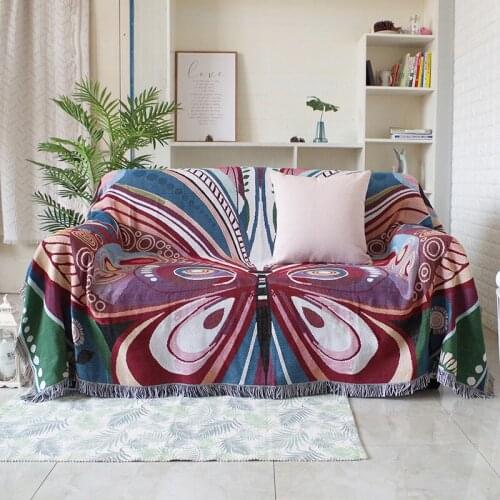 GY4038 Bohemia Geometry Butterfly Peacock Blanket Sofa Decorative Slipcover Stitching Rug Tapestry Carpet Home&Living