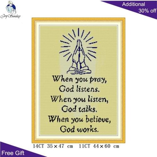 Joy Sunday God Bless Us Cross Stitch ML081 14CT 11CT Counted and Stamped Home Decor Needlepoint Religion Cross Stitch kits