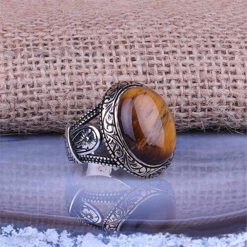 Tiger Eye Stone 925 Sterling 925 K Silver Ring