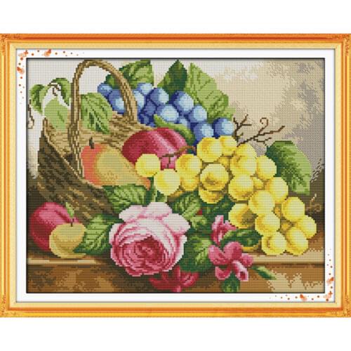 Fruit basket(4) cross stitch kit cartoon 14ct 11ct count print canvas stitching embroidery DIY handmade needlework
