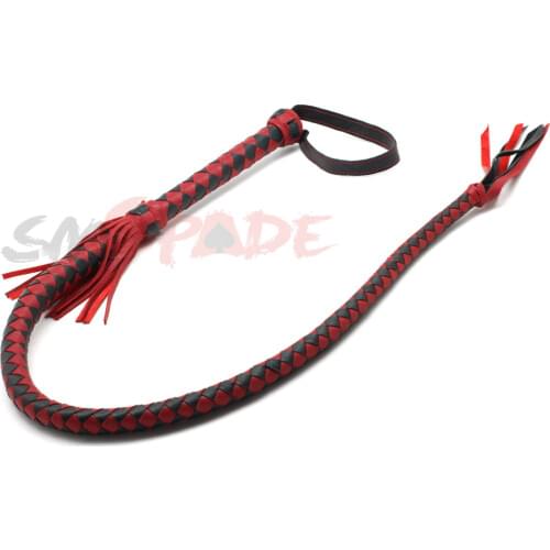 6% off leather bull whip Black and Red geninue leather Fantasy Bull Whip handmade flirting fun kindredship leather whip