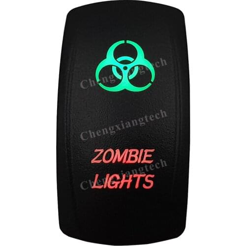 Laser-ZOMBIE LIGHTS -Car Boat Green & Red Led On Off Rocker Switch Waterproof, Overload Protection, SPST, Truck Marine Caravan