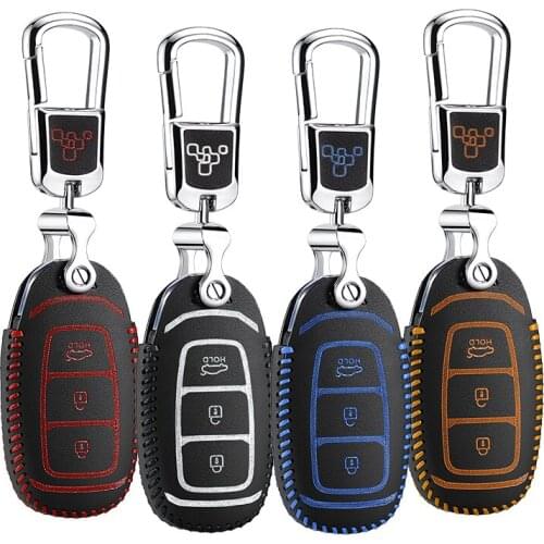 Luckeasy leather key cover for hyundai elantra 2016 2017 LAFESTA 2019 IX35 2018 car key case wallet holder key cover key2p