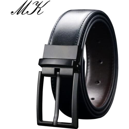 Maikun Fashion Luxury Brand Belt Cowskin Leather Belts for Men Metal Pin Buckle Belt High Quality Male Waistband