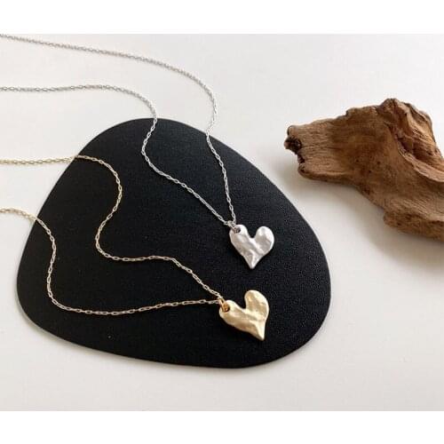 Gold Silver Color Metal Heart Shape Drop Necklace 2020 New Korea Fashion Simple Love Alloy Pendant Necklace Women Party Jewelry