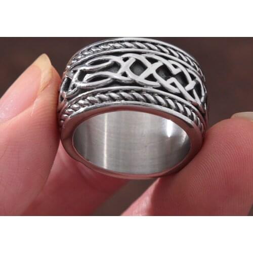Nordic Stainless Steel Celtics Spiral Knot Ring Men Women Punk Retro Viking Ring Amulet Jewelry Gift Free Shipping
