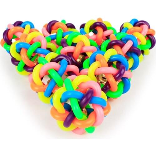 Dog Ball Bite Play Ball Bell Squeaky Sound Play Toy Dog Accessories Pet Dog Puppy Cat Colorful Training Chew Ball Pet Products