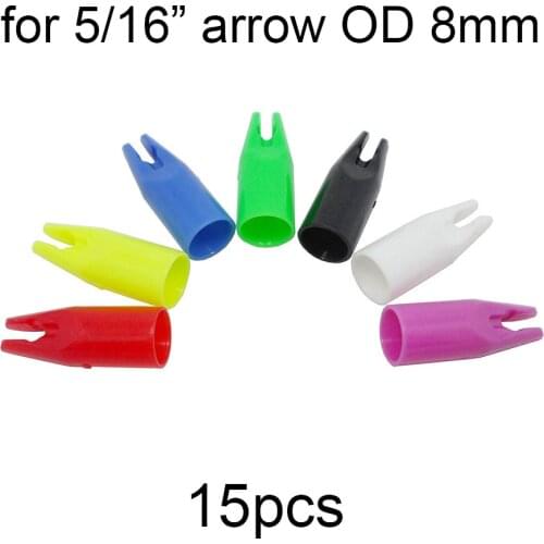 15pcs 5/16" Archery Glue-on Nocks Plastic External Outer Arrow Nock for Arrow Shaft OD 8mm