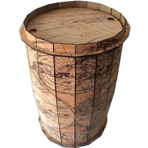 New Modern 2021 Natural Decorative Coffee Tables Practical Wooden Barrel Old Map