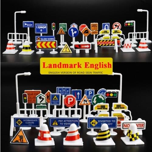 28pcs/set Parking Lot Road Signs Traffic Accessories Early Educational Puzzle Kids Toys Cars Garage Track Signs Accessories Toys