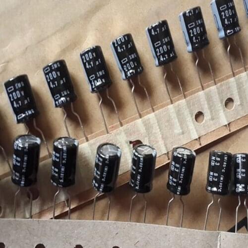 CAP Switching US 200V 4.7UF Size 8*11 mm NIPPONCHEMI-CON High frequency low resistance new and original 50pcs/lot