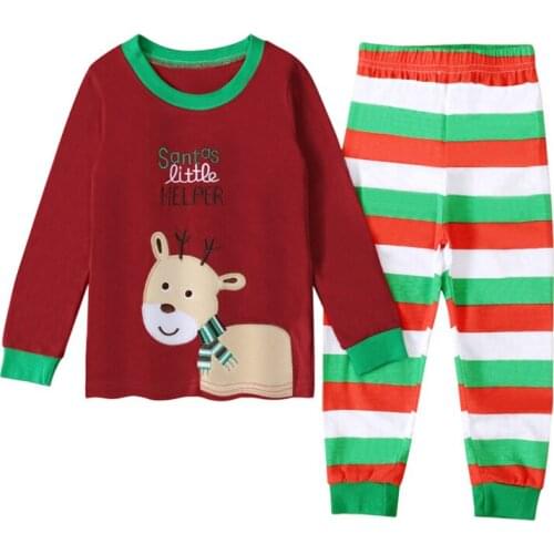 Boys Girls Pajama Sets Autumn Winter Children Sleepwear Print Long Sleeve Pants 2Pcs Clothing Christmas Nightwear Suit For Kids