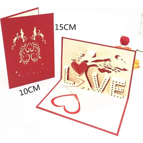 Love Tree Handmade 3D Pop Up Blessing Greeting Cards Post Card With Envelopes For Valentine' Day Birthday Party Wedding Supplies