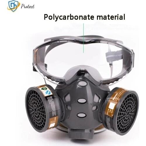 DH-Anti-Dust Full Mask With Glasses Safety Spray Paint Chemical Pesticide Decoration Formaldehyde With Replace Filter Respirator