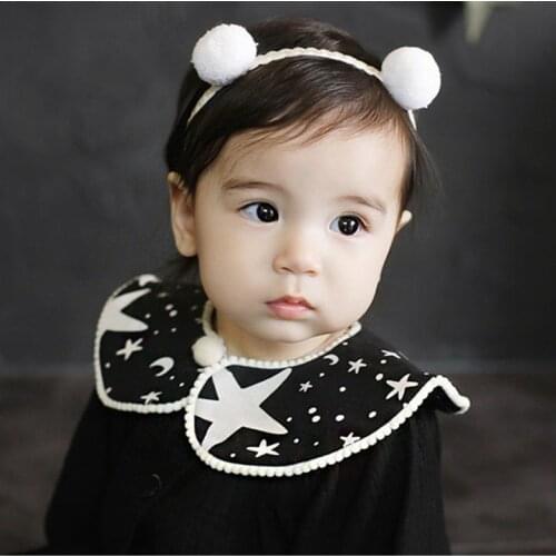 Baby girl headbands fur ball lace hair band rabbits ears girls headwear hair accessories