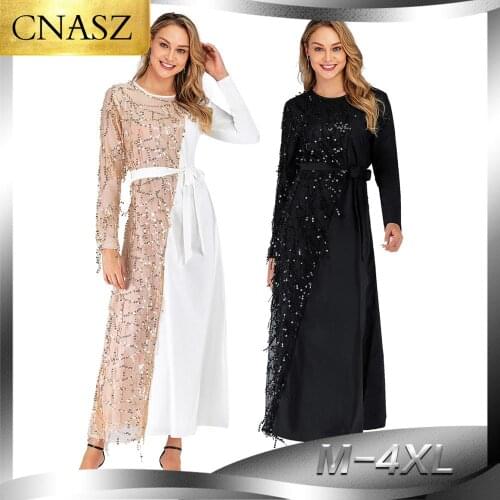 Novidades Para Vender 2019 Vestidos Musulmanes Formal Fiesta Sequin Dress Vestido Marroqui Mujer Robe Marocaine Caftan