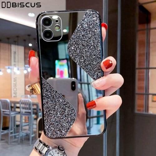 Luxury Mirror Glitter Soft Case For iPhone 12 Mini 11 Pro XS Max X XR 6 6S 7 8 Plus Makeup Sequins Silicone Back Cover