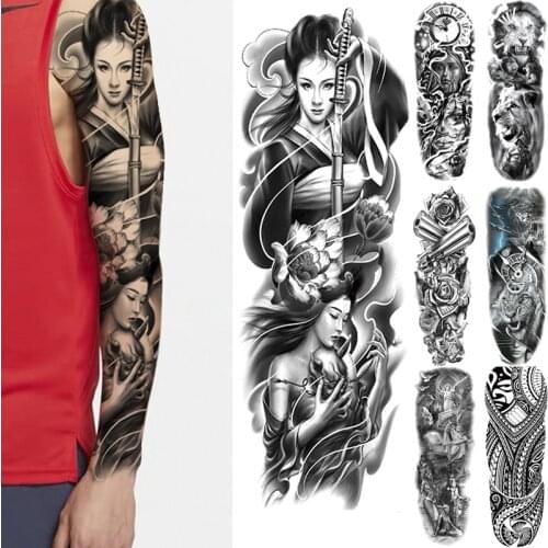 Large Arm Sleeve Tattoo Airplane soldier Pilot Waterproof Temporary Tatto Sticker girl Body Art Full Fake Tatoo Women men