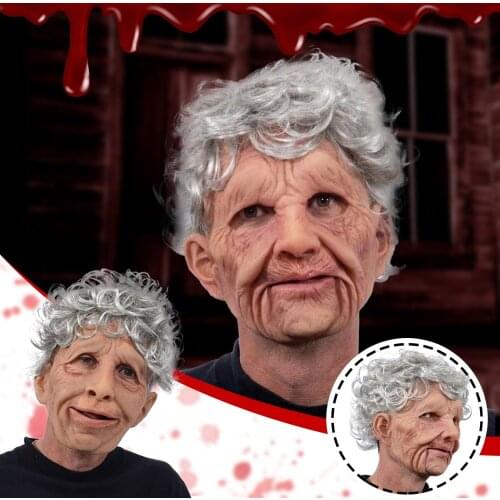 Halloween Old Man Women Latex Headgear Human Wrinkle Face Mask Cosplay Decor For Costume Party Toys For Adults Christmas Gift