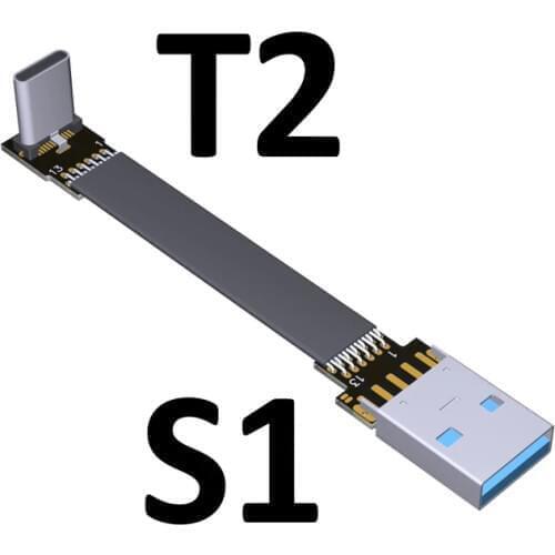 USB 3.0 Type-A Male to USB3.1 Type-C Male Up/Down Angle USB Data Sync Cable type c Cord Connector adapter FPC FPV Flat