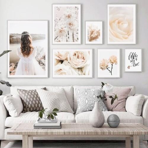 Cherry Tree Flowers Rose Reed Girl Quotes Wall Art Canvas Painting Nordic Posters And Prints Wall Pictures For Living Room Decor