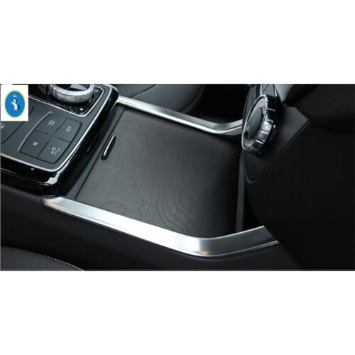 Yimaautotrims Auto Accessory Middle Console Water Cup Holder Strip Cover Trim 2 Piece For Mercedes Benz GLS 2015 2016 2017