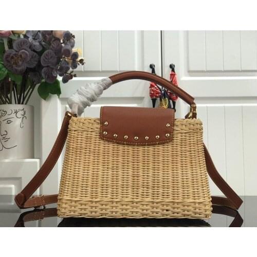 Luxury designer women bamboo rattan knitting handbags lady tote handbag bag purse Europe brand top high quality