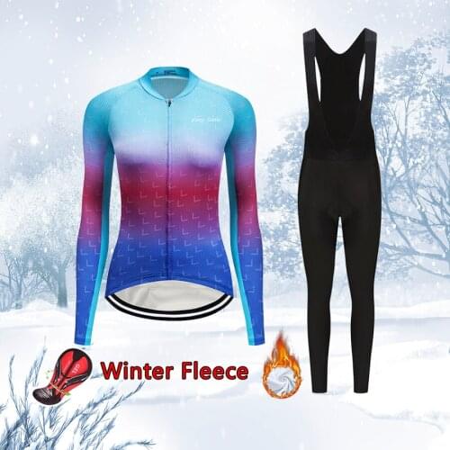 Thermal Fleece Cycling Jersey Women Set 2021 Winter Warm Bike Clothes Female Bicycle Clothing Sport Suit Mtb Trisuit Dress Kit