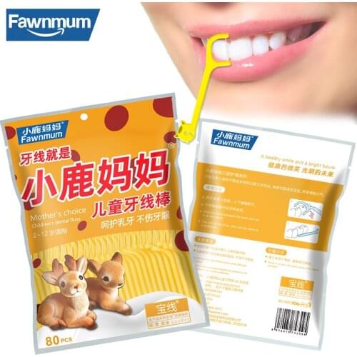 Fawnmum80 Pcs Dental floss stick Toothpick Dental Floss for Teeth Care for Teeth Cleaning Oral Plastic Toothpicks With Thread
