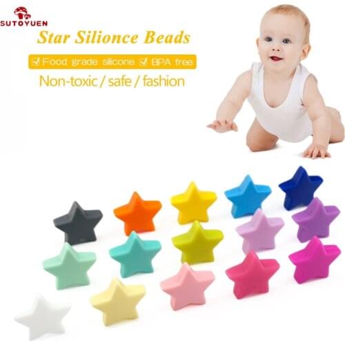 Sutoyuen 25mm BPA Free Silicone Beads Star 10pc Teething Beads for Baby Teether Dummy Pacifier Necklace Jewelry Toy Accessories