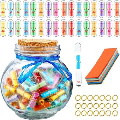 Wish Bottle 110PCS Cute Capsule Message Mini Bottle Wishing Jar for Love Friendship Letter Weddings Wish Jewelry Favors