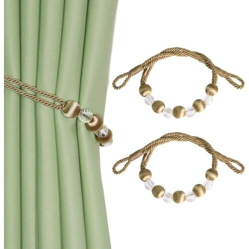 2Pcs Curtain Tie Backs Rope Curtain Tiebacks With Elegant Crystal Beads Curtain Decor Accessories Clips Curtain Holder For Drape