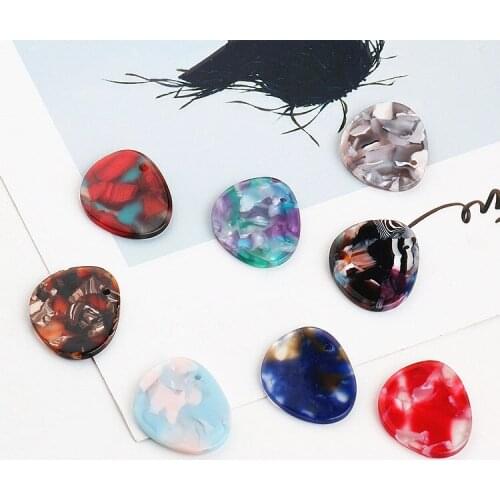 30pcs/lot acrylic/acetic acid Irregular triangles shape multicolor pattern beads charms fashion women earring pendant accessory
