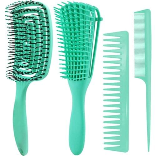 4pcs Salon Detangling Brush for Curly Hair Massage Comb Kit Octopus Hair Brush Comb Scalp Massage Brushes Hair Styling Tool