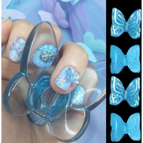Aurora Butterfly Nails Decoration Accessories Resin Bowknot 3D Rhinestones UV Gel Nail Polish Art DIY Crafting Design LA1860