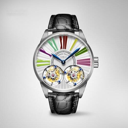 Luxury Brand Tourbillon Watch Mechanical Sapphire Mirror Double Tourbillon Business Men Watches Unique Personality Pilot Watches