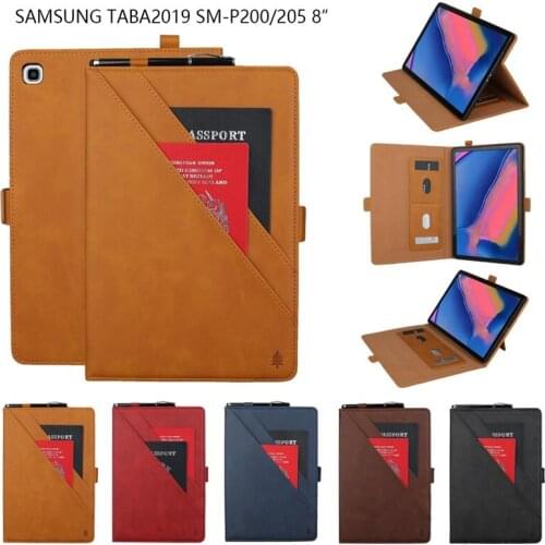 Case For Samsung Galaxy Tab A 8.0 inch SM-P200 P205 2019 Cover Smart leather Card slot Stand Pouch Bags case for Galaxy Tab A