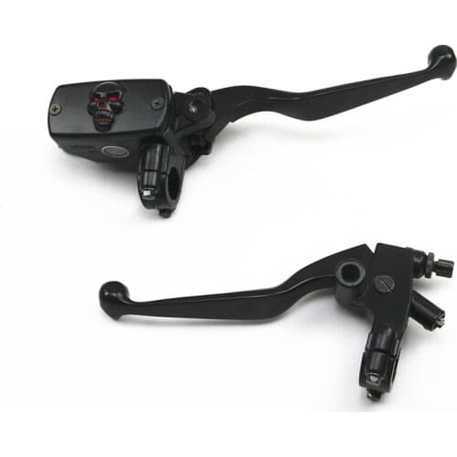 Black 7/8" Skull Brake Clutch Lever For Honda Kawasaki Suzuki Cafe Rat CB Retro