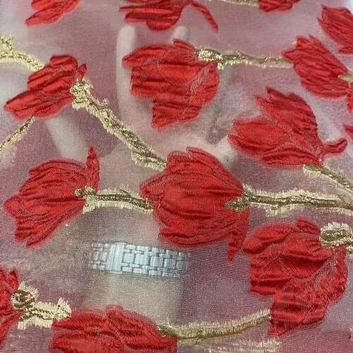 Cotton Lace 5 yards Red Sewing Golden Lace Fabric Fashion 2021 High Quality 100% Cotton French Fabric