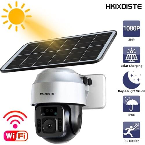 2MP CCTV Wifi IP Camera Solar Power Battery Outdoor Waterproof Two Way Audio Security Surveillance Camera PTZ Wireless 1080P Cam