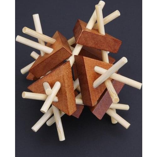 IQ Brain Teaser Kong Ming Lock Lu Ban Lock 3D Wooden Interlocking Burr Puzzles Game Toy For Adults Kids