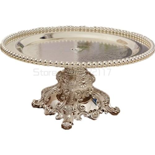 Round silver metal cake stand Dessert plate cake disply pan cake decorating tools for kitchen accessories SG013