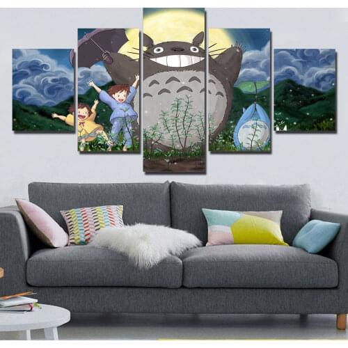 Modular Pictures 5 panel Miyazaki Hayao Tonari no Totoro Canvas painting movie poster and Prints Canvas Painting F490