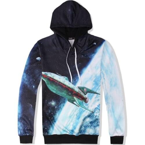 Mens sweatershirt European and American baseball uniforms star sky rocket sports universe Galaxy 3D printed pullover hoodies