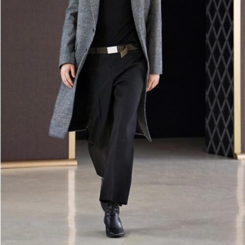 Mens casual pants woolen woolen cloth loose winter new products black European and American show nine-point pants woolen pants