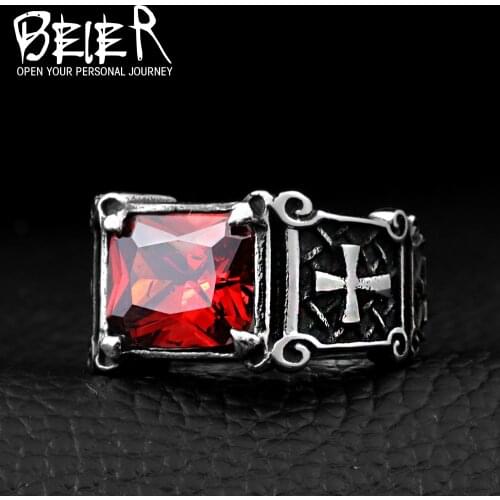 Beier new store 316L Stainless Steel high quality gem ring Lots Vintage Fria Ring Fashion jewelry LLBR8-061R
