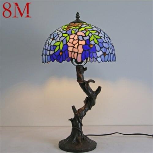 8M Tiffany Table Lamp Modern Creative Decorative Pattern Figure LED Light For Home Bedroom