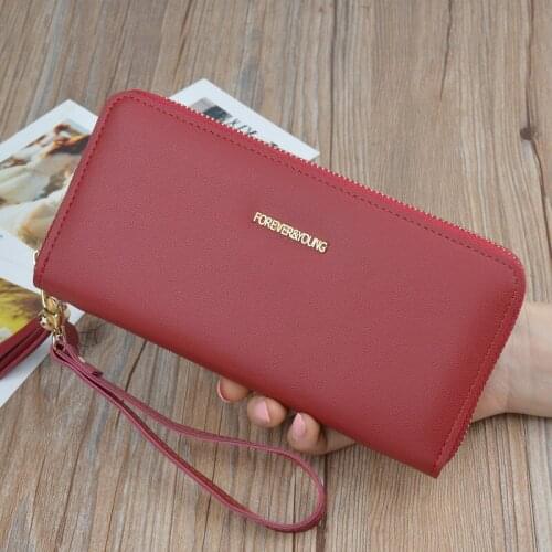 MONNET CAUTHY Newest Long Wallets PU Zipper High Capacity Multifunction Multi-card slot Purse Practical Casual Grey Red Wallet