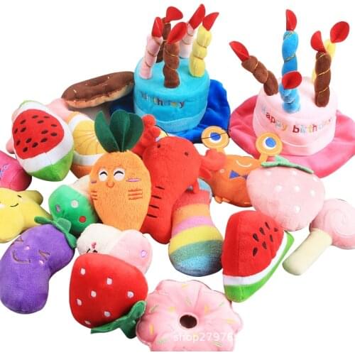 New Pet Dog Plush Cute Vocal Cotton Vegetables and Fruits Cartoon Animal Dolls Bite Resistant Pet Cat Toy Supplies Puppy Toys