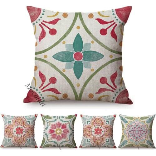 Very Beautiful Boho Water Color Flowers Design Home Decoration Throw Pillows Cotton Linen Warm Bedroom Sofa Chair Cushion Cover